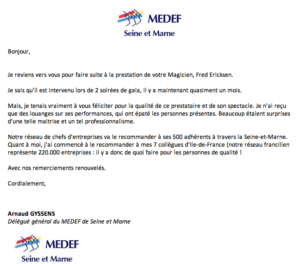 medef seine et marne magicien mentaliste - Animation d’Assemblée Générale - Fred Ericksen • Magicien Mentaliste Lyon • Storyteller medef seine et marne magicien mentaliste - Animation d’Assemblée Générale - Fred Ericksen • Magicien Mentaliste Lyon • Storyteller